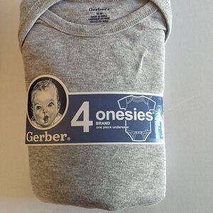 NWT 4 Pack Gerber 18M Onesies Grey Solid Color Baby Infant Clothes NEW